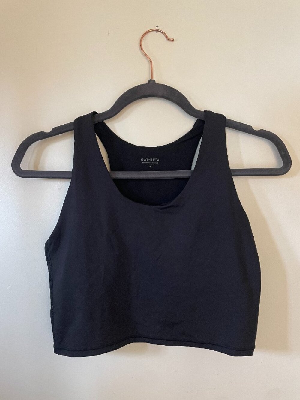 Athleta Black Racerback Cropped Athletic Tank Women's Small with Shelf Bra